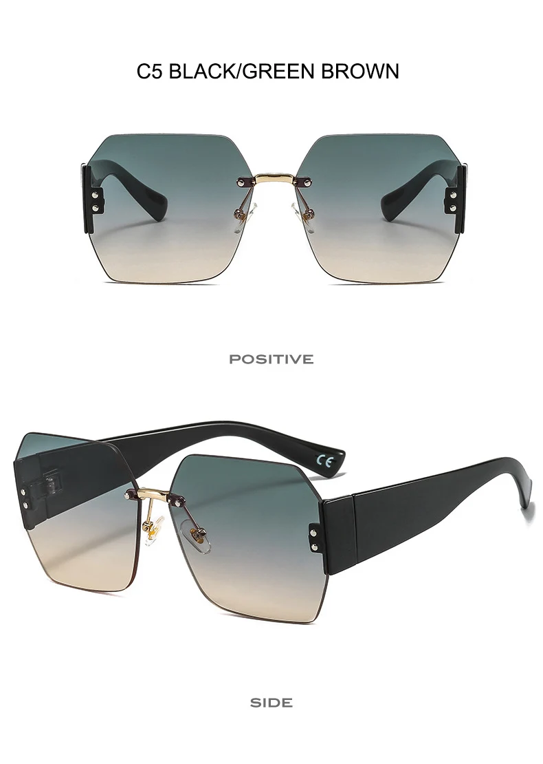 OEC-MANAGEMENT CPO Mode Randlose Sonnenbrille Frauen Platz Goggle Gläser Weibliche Marke Trend Blume Beine Shades Uv400 Vintage Brillen – Detail 9