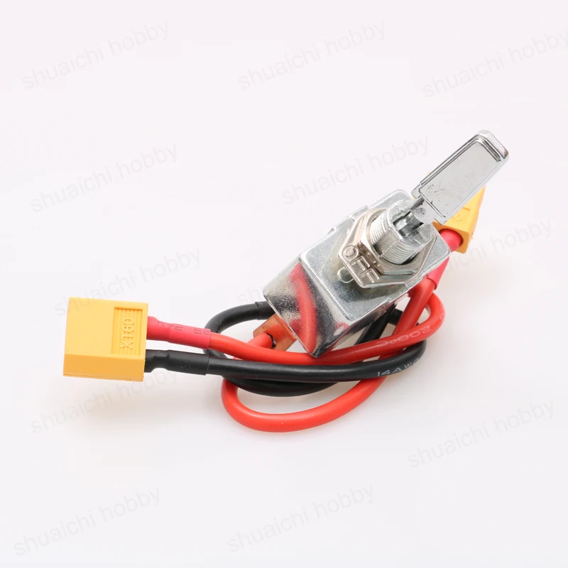 1PCS 12V 50A Toggle Switch 2pins Rocker Arm Switch Mini Metal ON OFF High Power with XT60 Plug Connect Cord for RC Tug Bait Boat