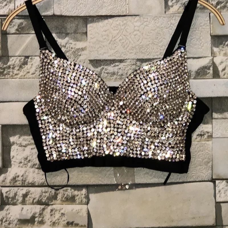 Sexy Corset Rhinestone Top Bustier Crop Top Rave Outfit Festival Clothing Female Diamond Tops for Women Summer 2022