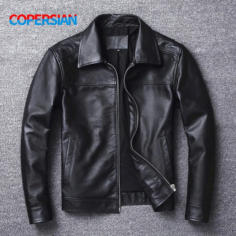 2023 Men's Leather Jacket Natural Men's Genuine Cowhide Jacket Spring and Autumn Casual Black Men's Clothing Asian size S-6XL