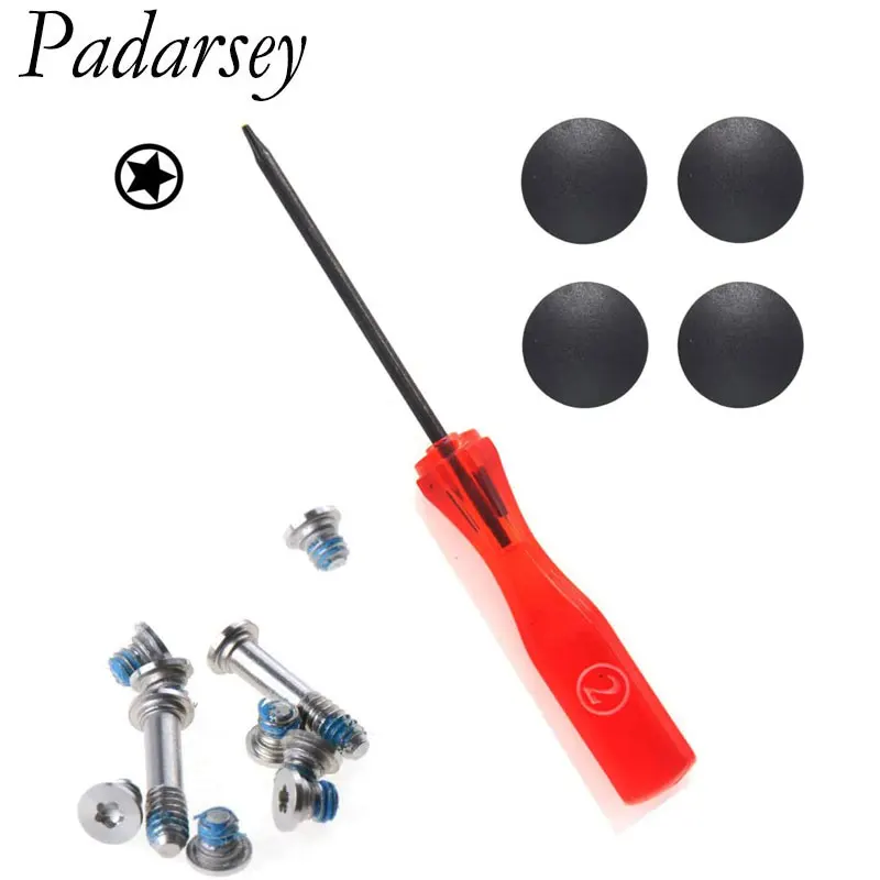 Padarsey 4 Pack Rubber Case Feet+10pcs Repair Screws +1pcs 5 Point Pentalobe Screwdriver Set Compatible for MacBook Air A1370