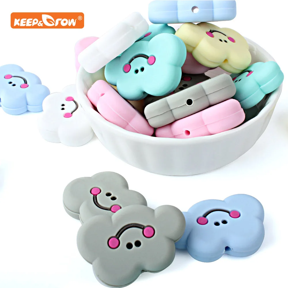 

10pcs Cloud Silicone Beads Baby Teether Necklace DIY Pacifier Chain Food Grade BPA Free Rodent Accessories Baby Teething Bead