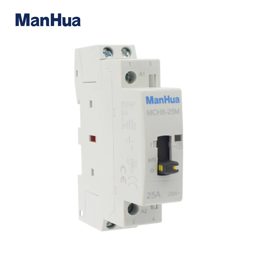 ManHua MCH8-25M 2P 25A 220V/230V 50/60HZ Din rail Household ac Modular contactor with Manual Control Switch