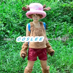 COSLEE-인기 애니메이션 원피스 토니 토니 쵸퍼 코스프레 의상, 코스프레 풀세트 상의 + 장갑 + 바지 + 발 커버, 할로윈 의상
