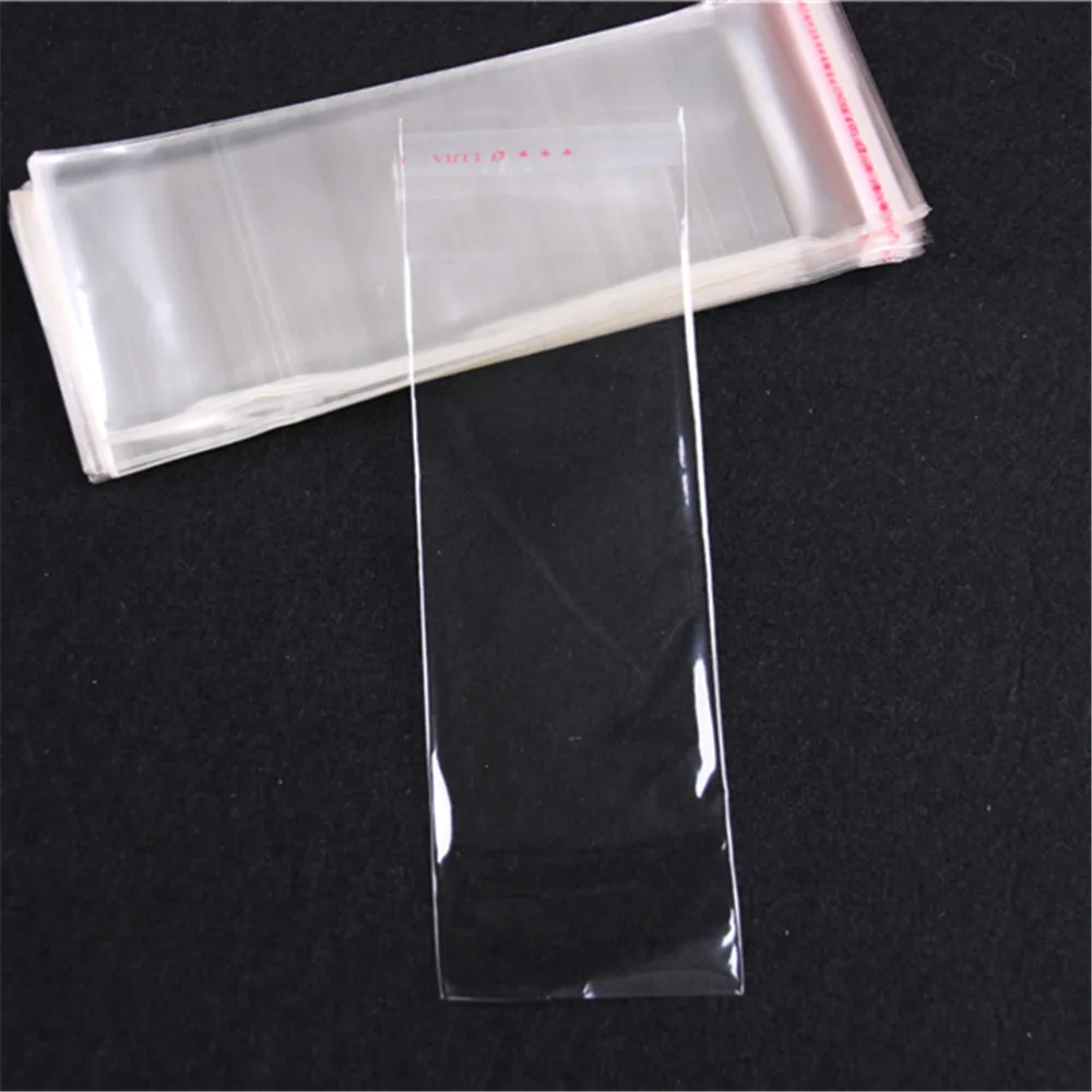 Wholesale 100pcs/lot 6*17cm Transparent Self Adhesive Bags Plastic Clear Jewelry Accessories Flower Bopp Bags