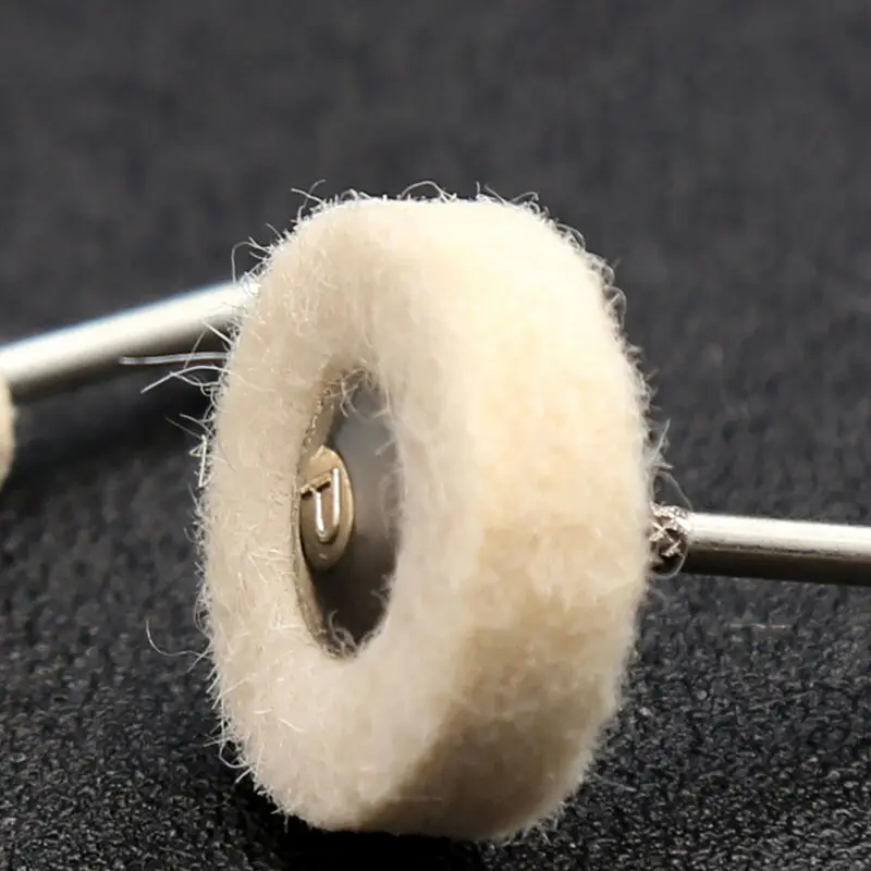 2 pezzi accessori per utensili per lucidatura abrasiva manico da 2.35mm mola per lucidatura tampone in feltro di lana + mandrini rotanti