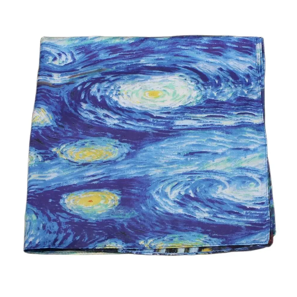 Van gogh Oil Painting Luxury Silk Scarf Bandanna Women Fashion Square Scarves Head Scarf Neck Scarf Decoration Neckerchief T1