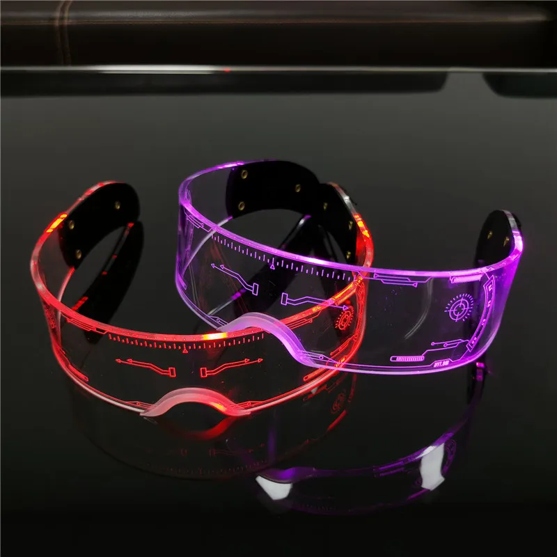 5Pcs Upgrade Led Colorful Luminous Glasses 7 Color Light Up Visor Goggles Eyeglasses Rave KTV Party EyeWare Bar Festival Decor