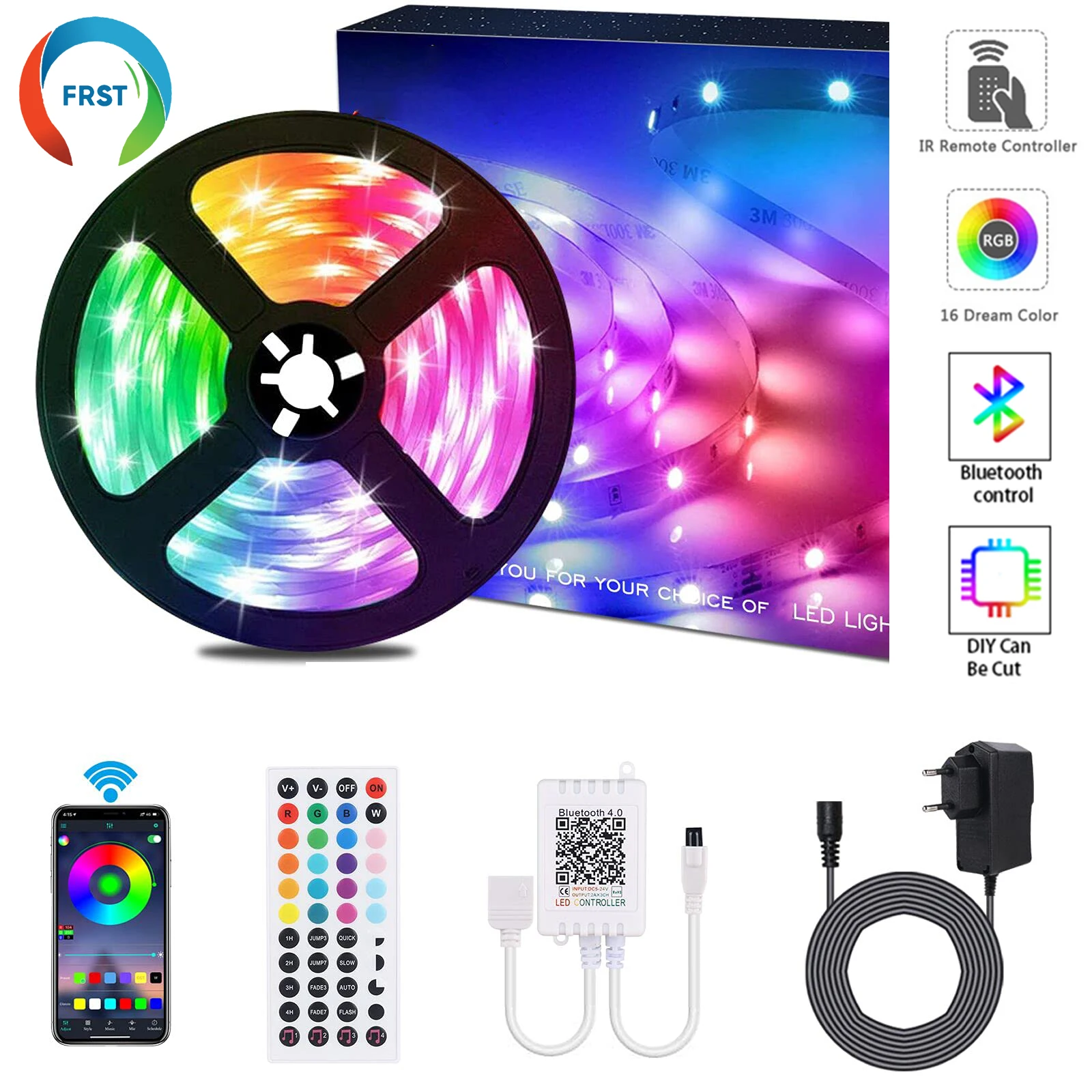 

Светодиодная RGB-лента с Bluetooth, 20 м, светодиодная ленсветильник 5050 с синхронизацией с приложением для музыки, гибкая светодиодная лента с дистанционным управлением