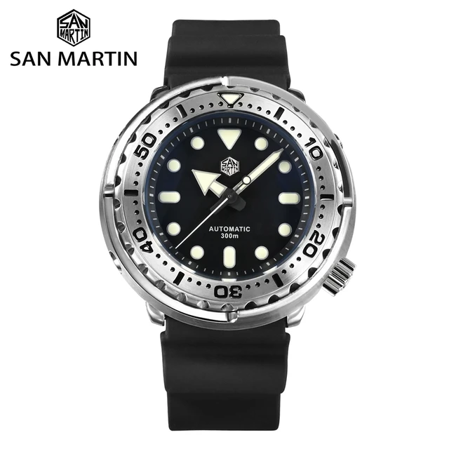 San Martin Tuna Diver Watch 47mm Nh36 Men Watches Automatic Mechanical Sapphire Glass 30 Bar Fluorine Rubber Strap Luminous Mechanical Wristwatches AliExpress