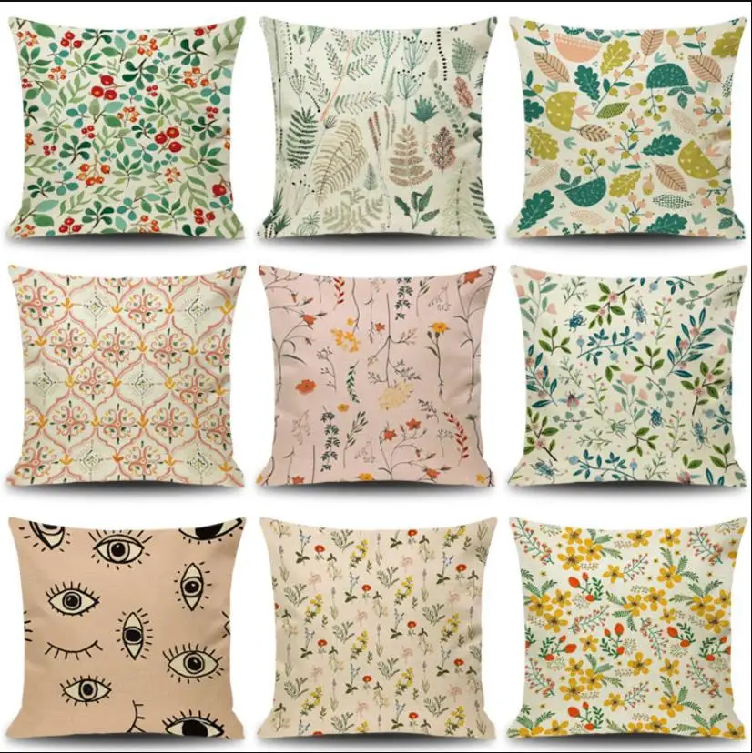 Modern Geometric Floral Cushion Pillowcase Colorful Plants Decorative Throw Pillow for Home Decoration Sofa Cushions Customized