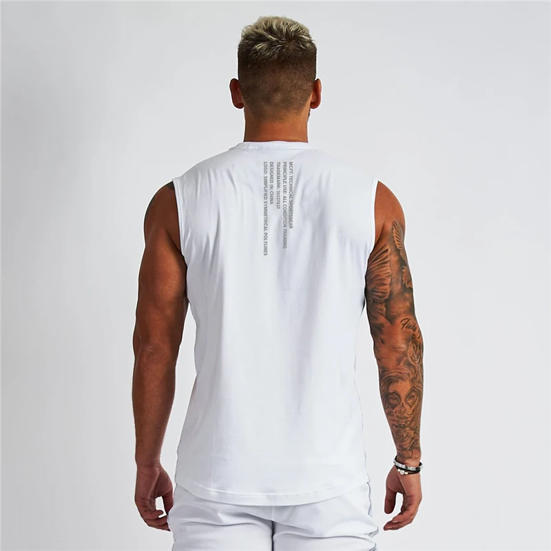 New Workout Mens Sports Fashion Casual Tank Top Breathable Gym Clothing Bodybuilding Fitness Singlets Sleeveless V-Neck Vest