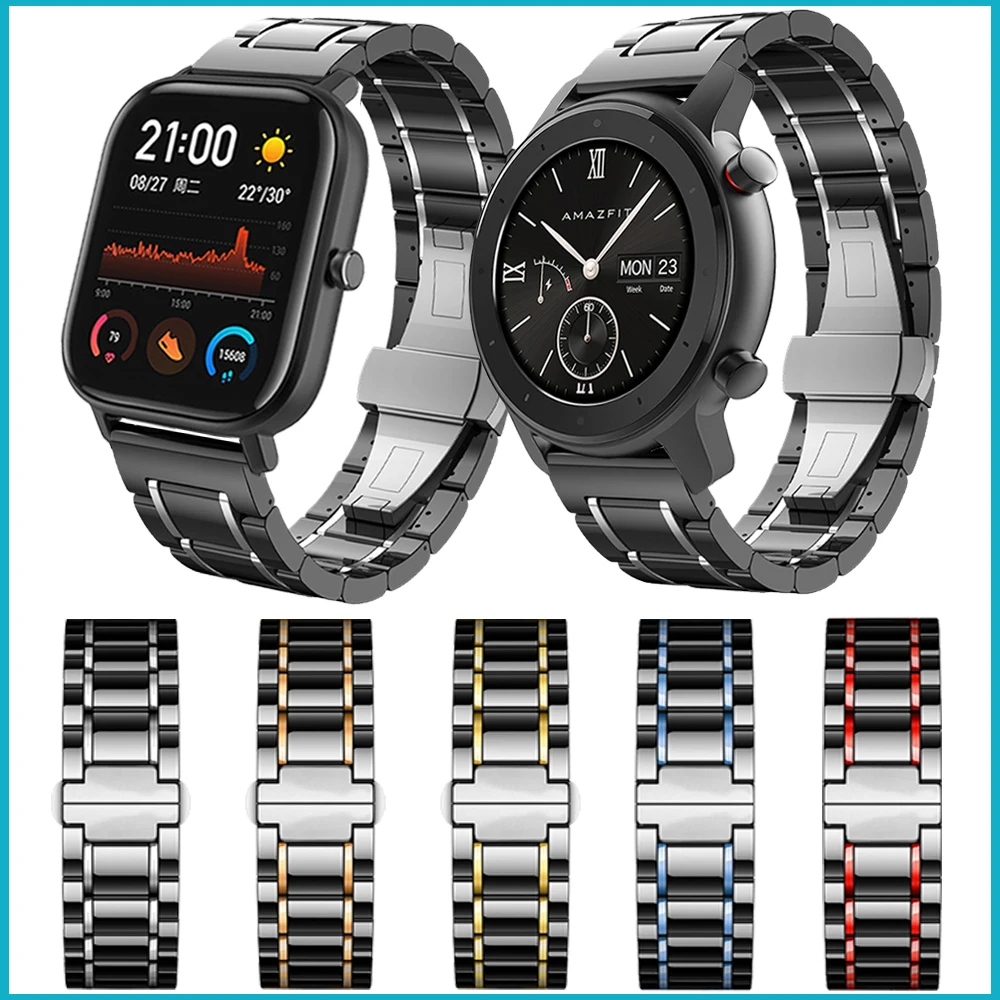 Luxury Ceramic Band For Huami Amazfit Stratos 3 Watch Strap Watchband For Amazfit GTR 47MM 42MM / GTS / Bip S Bracelet 22mm 20mm