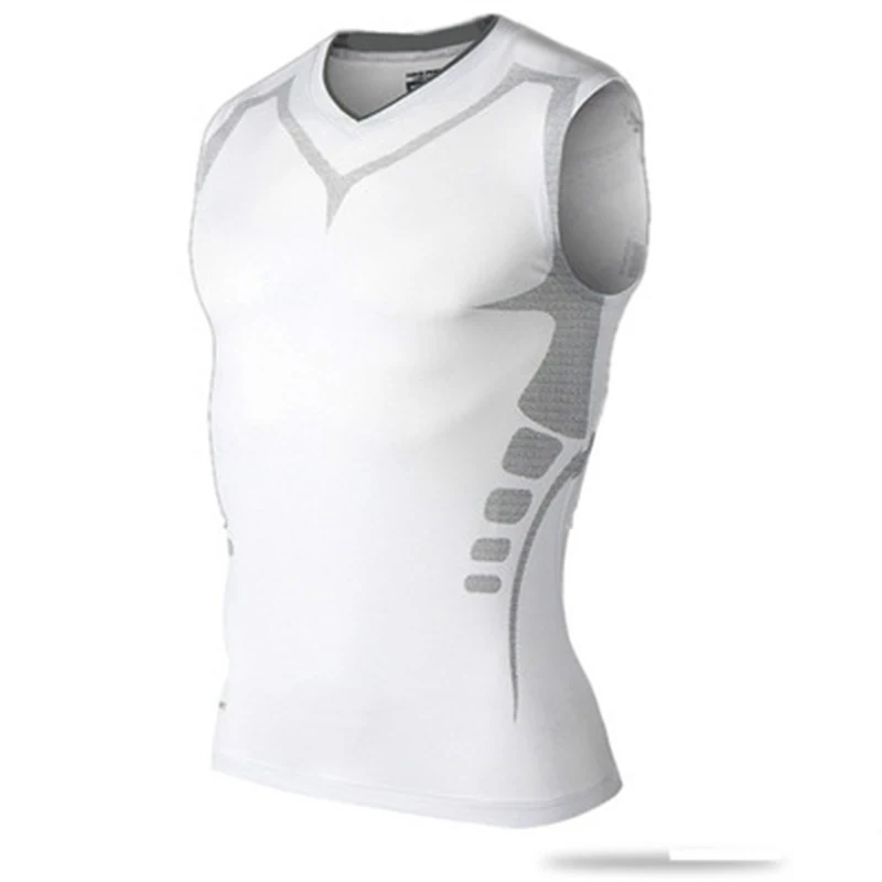 Mens Running Vest Comprimeren Mouwloos T-shirt Spandex Fitness Athletic Gym Running Shirts