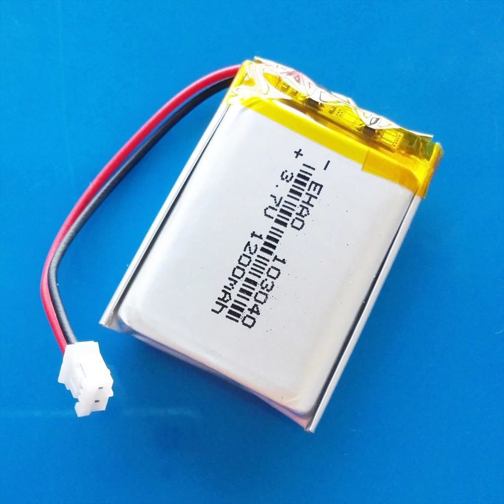 103040   Akumulator litowo-polimerowy 3,7 V 1200 mAh + wtyczka JST PH 2,0 mm 2pin do MP3 GPS DVD Rejestrator Zestaw słuchawkowy Kamera