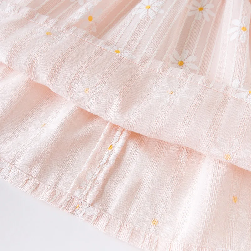 DBJ14119 dave bella summer baby girl\'s princess bow floral zipper dress children fashion party dress kids infant lolita clothes