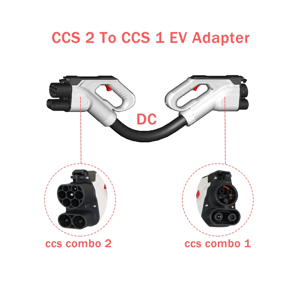 150A CCS2 To CCS1 EV Adapter DC fast chargewith the connector 0.5m cable ccs1 plug