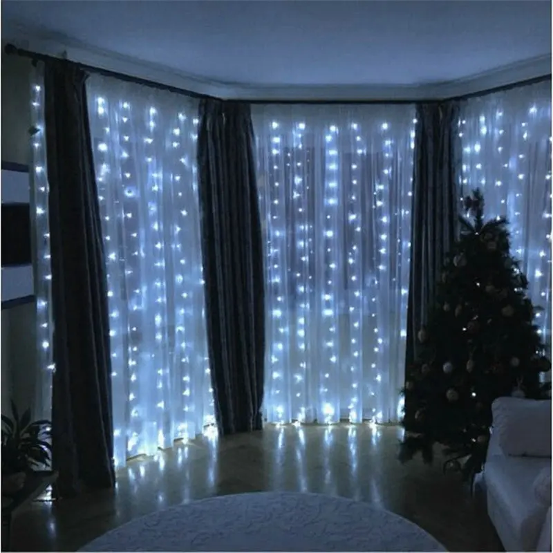 

3M(L)*3M(W) Fairy curtain string Light 304Led Xmas Home Window Party Patio Lawn Garden Twinkle star Lamp 31v Safe-White/Warm whi