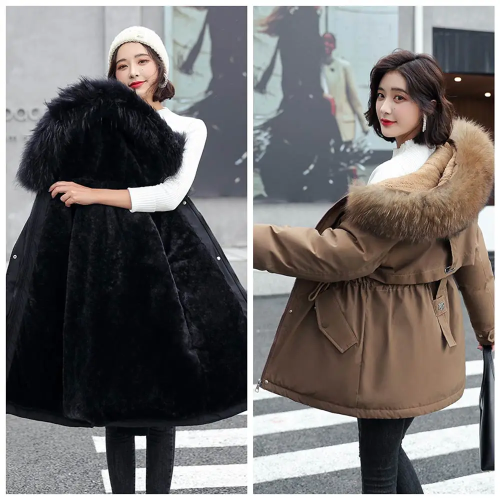 Vielleicht New Short Autumn Winter Coat Women Casual Fur Lining Women Parkas Hooded Winter Jacket Women Clothing Outwear Female