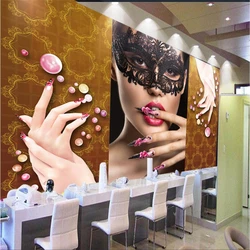 Customize any size fresco 3d wallpaper Hairdressing and beauty salons nail art cool beauty tooling wall background wall papers