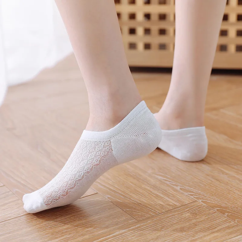 Chaussettes bateau pour filles, chaussettes invisibles à bouche peu profonde, en maille antidérapante, d'été, fines et respirantes (5 paires)