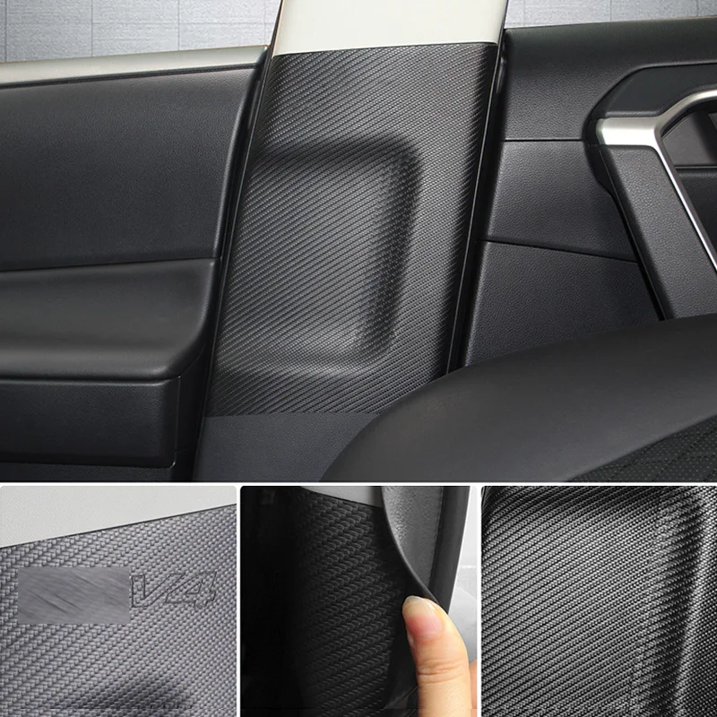 2Pcs For Toyota RAV4 2020 2021 Car Accessories Interior Parts Safety Belt Buckle Protection Pad B Pillar Soundproof Trim Sticker