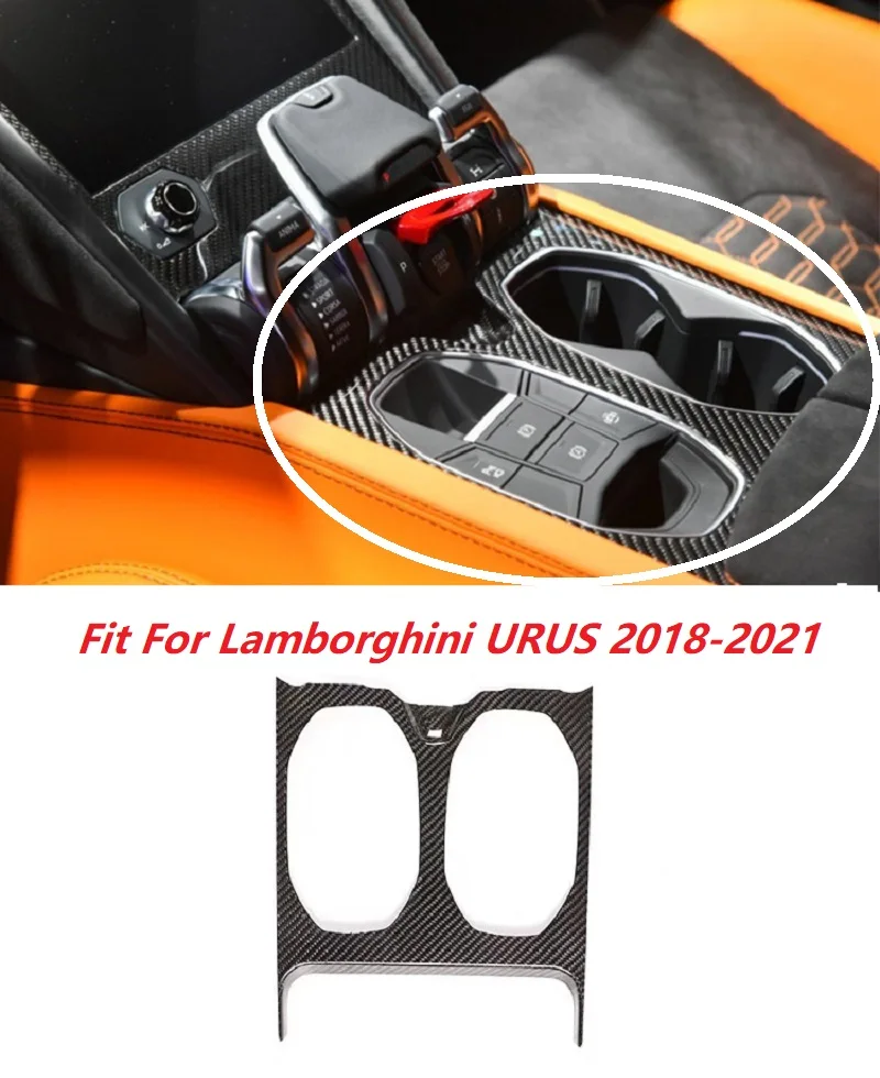 

Fit For Lamborghini URUS 2018-2021 Dry Carbon Fiber Center Control Water Cup Panel Cover Decoration Sticker Auto Accessories