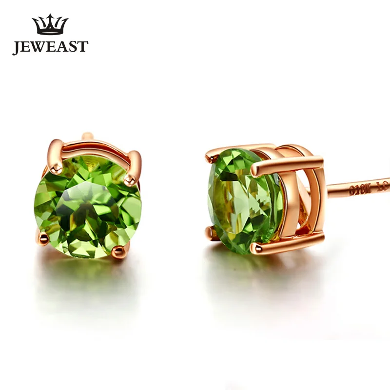 

LSZB Natural olivine 18K Pure Gold Earring Real AU 750 Solid Gold Earrings Diamond Trendy Fine Jewelry Hot Sell New 2023