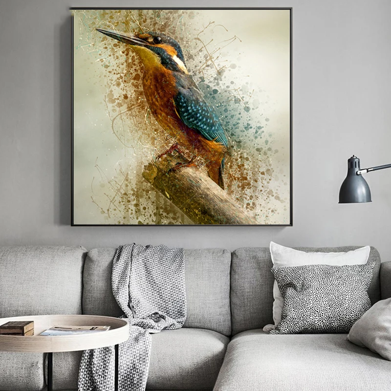 

Abstract Watercolor Hummingbird Wall Canvas Art, Modern Decoration Living Room Modular Painting Bedroom1 Piece Home Decor