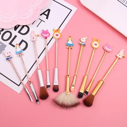 2Colors Alice in Wonderland Makeup Brushes Set Cute Rabbit Cat Cosmetic Tool Eye Shadow Lip Blend Shadow Make Brush Tool Kit