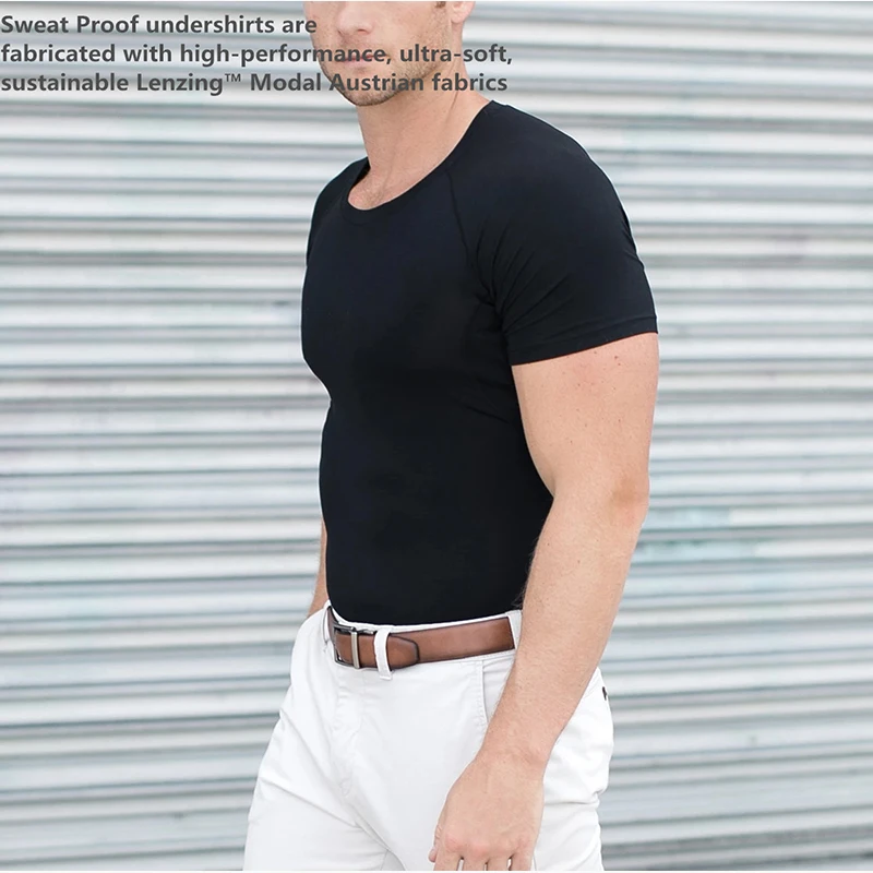 WESPROJECT Micro Modal Sports Anti Sweat Proof T Shirt Slim Fit Crew Neck Black T-Shirt