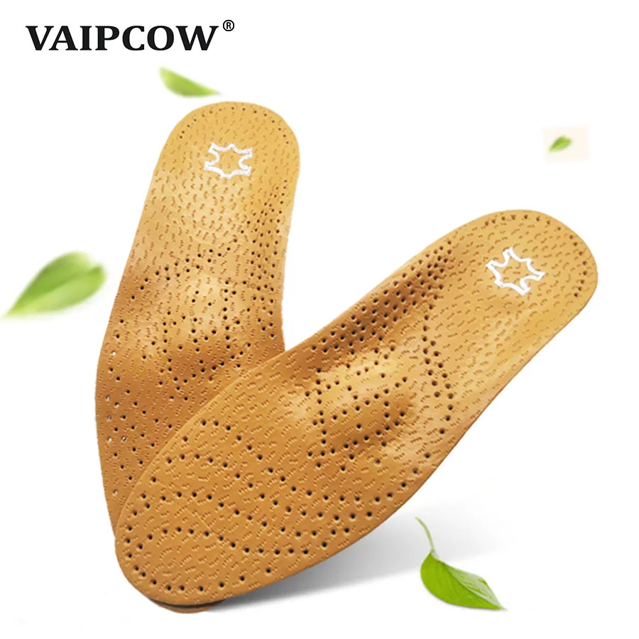 VAIPCOW Orthopedic Insole For Flat Feet Arch Support PU Leather Latex Orthotic Insoles For Feet suitable men women Shoes Sole