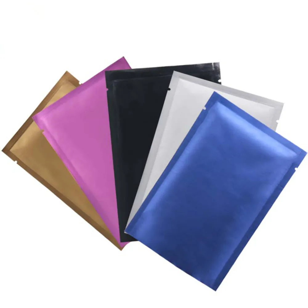 

1000Pcs Heat Vacuum Seal Tear Notch Waterproof Dustproof Storage Pouches Matte Pure Mylar Foil Open Top Bag for Candy Food Snack