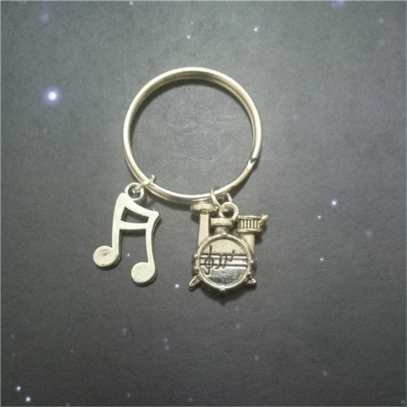 New Creative Novelty Gift Music Notes and Small Drum Keychain Handmade Music Keychain Gift for Music Lover