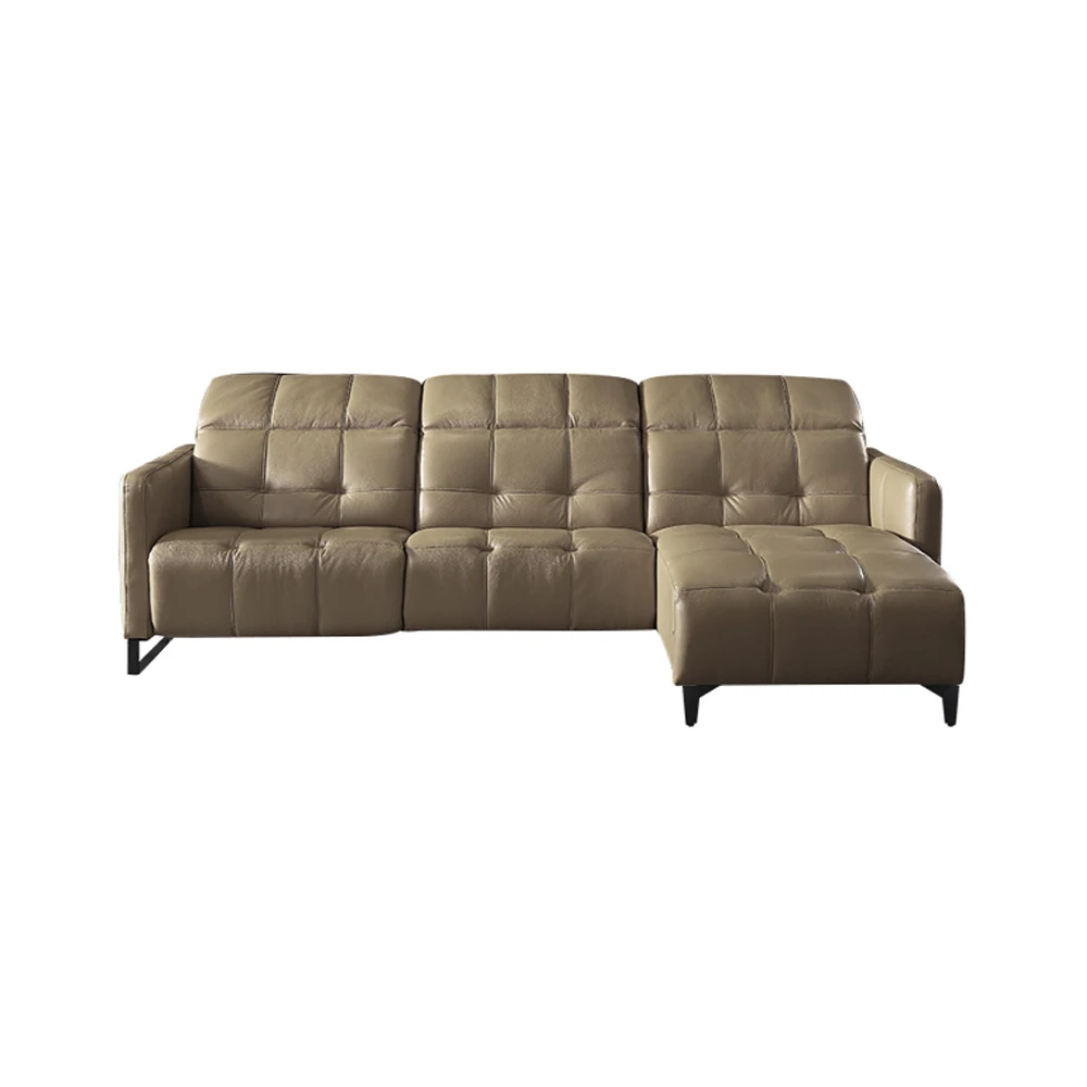 Sofá esquinero de diseño en forma de L para sala de estar, sillón reclinable eléctrico de sofás de cuero auténtico real, muebles de 258X170 cm