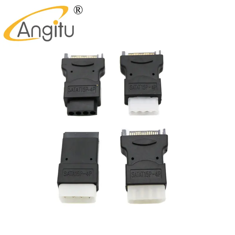 Angitu molex/ideからsata15ピンプラグアダプターコンバーターsataシリアルM-F電源ハードドライブアダプター