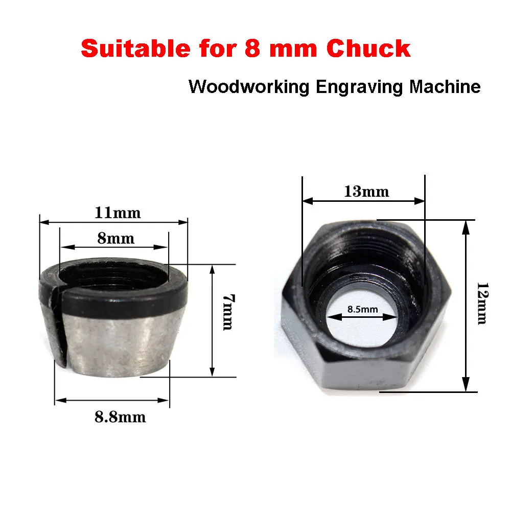 6MM 6.35MM 8MM Woodworking Shank Milling Cutter Collet Chuck Engraving Pemangkasan Milling Cutter untuk Router Bit Kayu