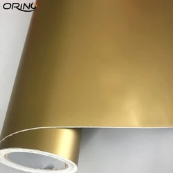 Self Adhesive PVC Gold Golden Matte Vinyl Wrap Car Sticker Decal with Air Release DIY Styling Car Wrapping Foil