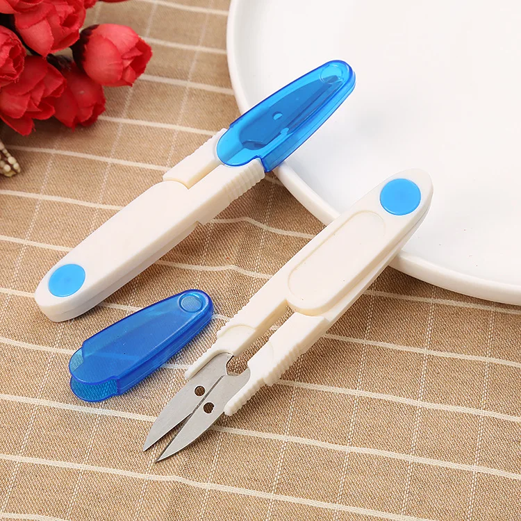 Child Safety Scissors U Type Plastic Spring Scissors DIY Stationery Home Tool Cross Stitch Tiny Scissors Yarn