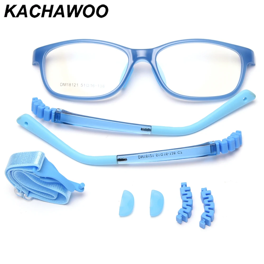 Kachawoo dziecięce kwadratowe okulary optyczne TR90 oprawki do okularów dziecięcych elastyczne chłopięce dziewczęce Silikonowe ochronne niebieskie różowe czarne
