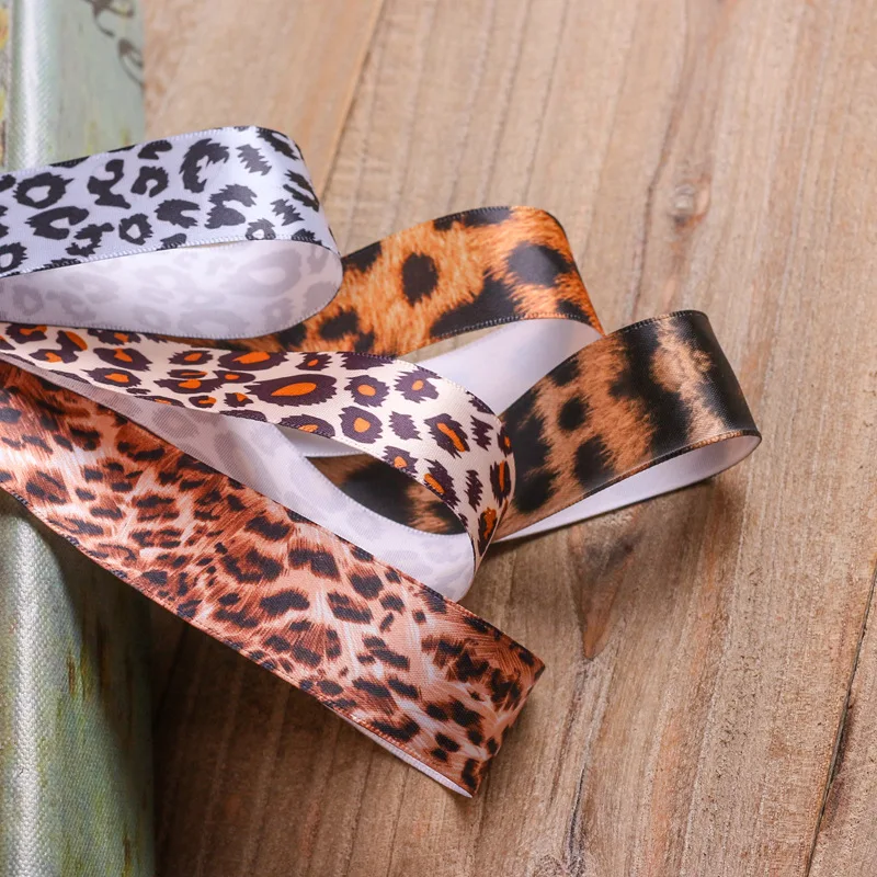 

Leopard Fabric Ribbons Double Face 1" 1-1/2" 40mm 25mm DIY Hairbow Tie Sewing Accessories Handmade Tape Webbing 100Yards