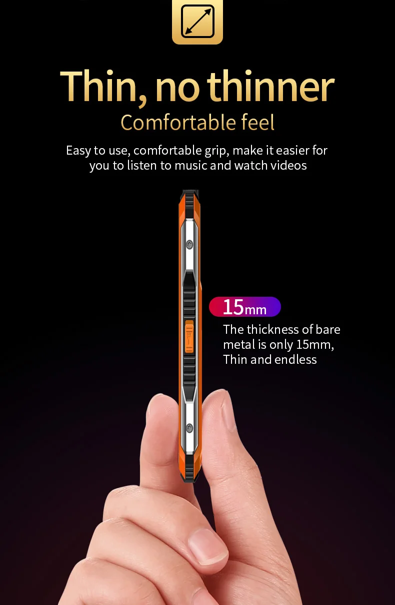 Slim Rugged Outdoor Phone Dual SIM Big Button Long Standby Blacklist Loud Speaker Two Flashlight SOS Dialing MP3 Video Player
