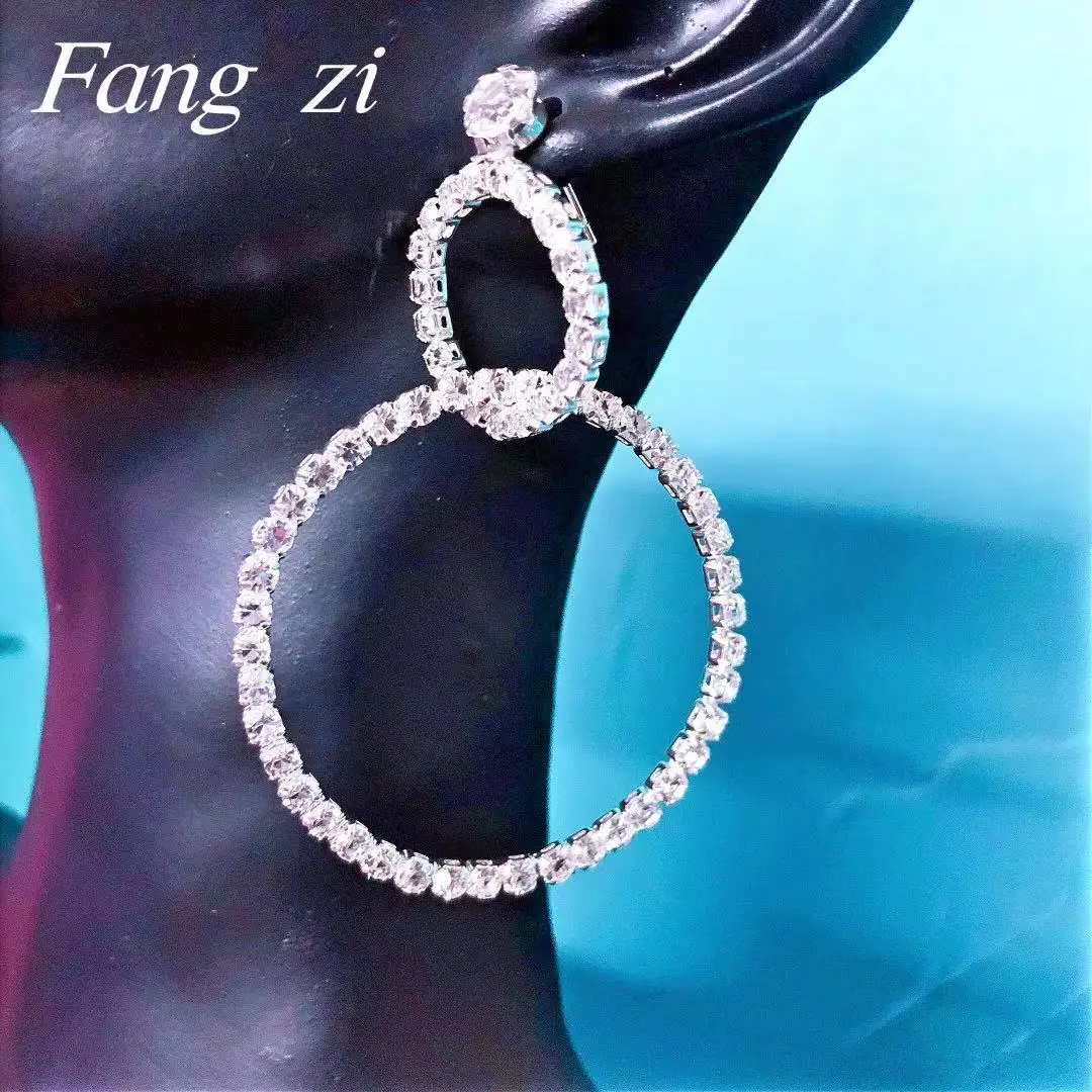 2020 new wedding jewelry simple design Round Earrings sparkling Rhine crystal wedding jewelry for women jewelry gifts