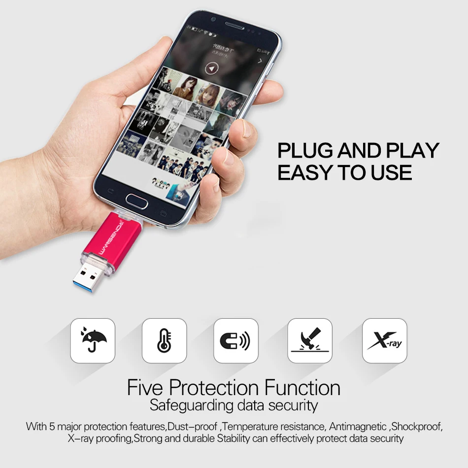 Flashdisk USB 2 IN 1 Wansenda Baru Tipe C Pen Drive 512GB 256GB 128GB 64GB 32GB Pendrive USB Stick 3.0 Memory Disk