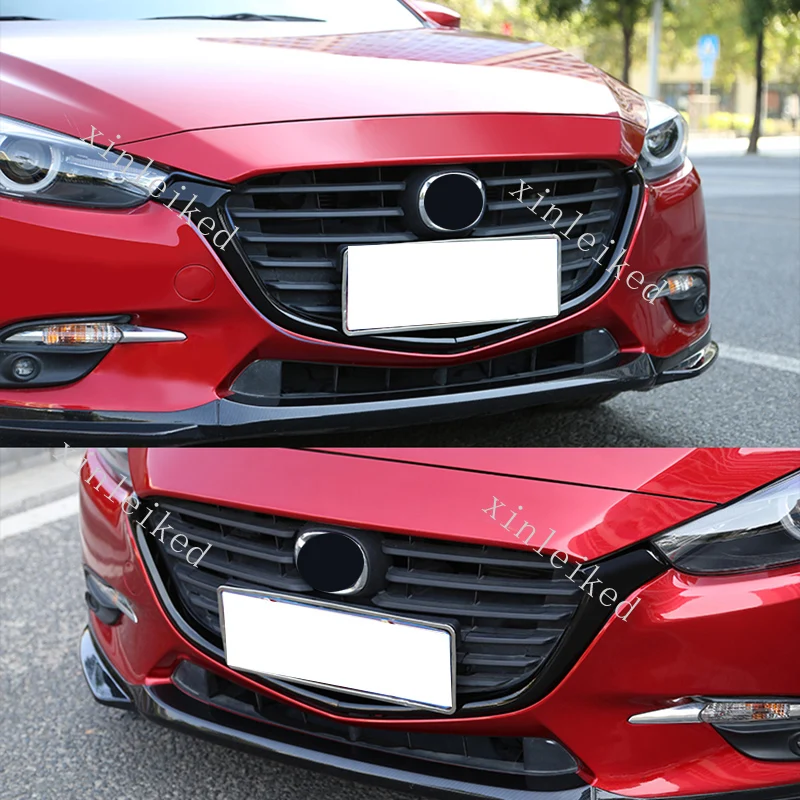 Car Styling ABS Black Front Bumper Grille Frame Molding Trim Cover for Mazda 3 Axela 2017-2018 2pcs