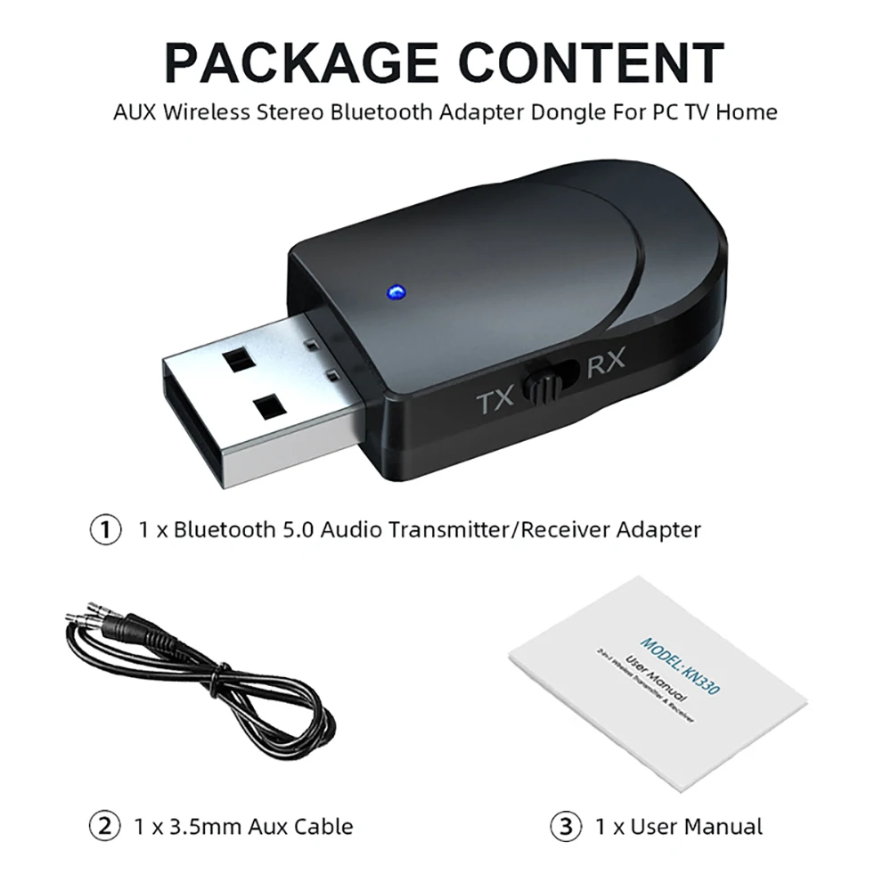 Mini 2-In-1 Bluetooth 5.0ตัวรับสัญญาณ3.5มม.AUX ไร้สายแบบพกพาสเตอริโอบลูทูธอะแดปเตอร์ Dongle สำหรับ PC TV Home