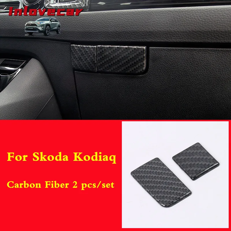 

For Skoda Kodiaq 2017-2019 Carbon fiber Styling Glove Box Handle Frame trim cover Interior Mouldings car-styling Accessories