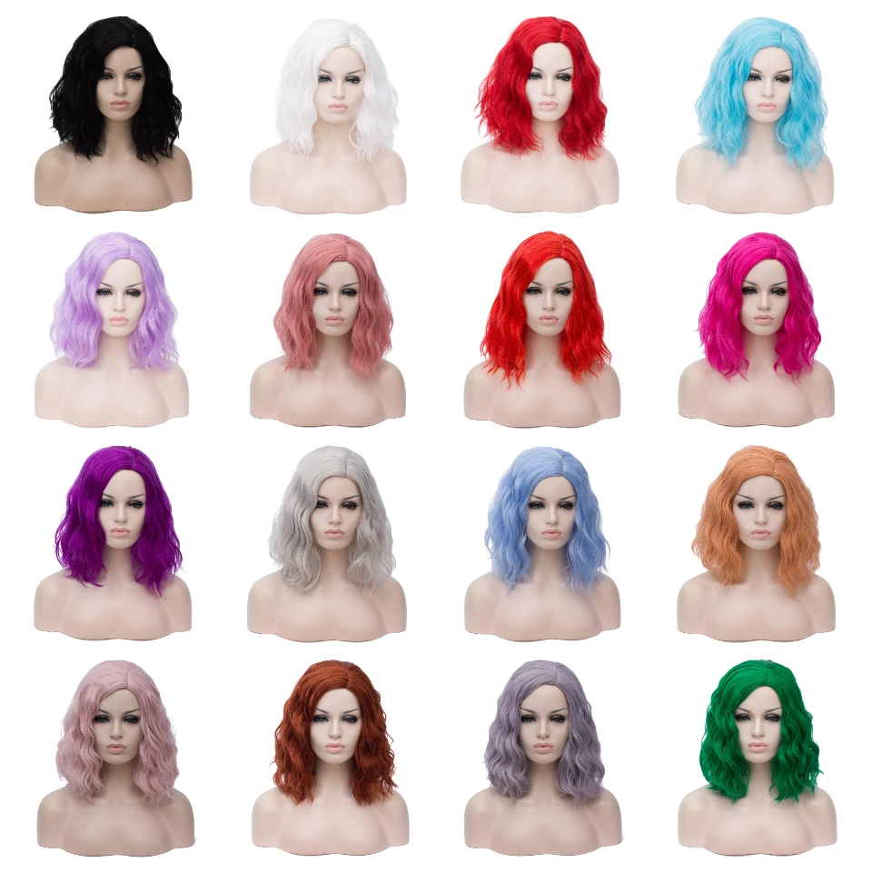 GAKA Peluca de Cosplay de onda Natural corta para mujer, cabello sintético rojo para niña, gorra de pelo sin fibra de alta temperatura