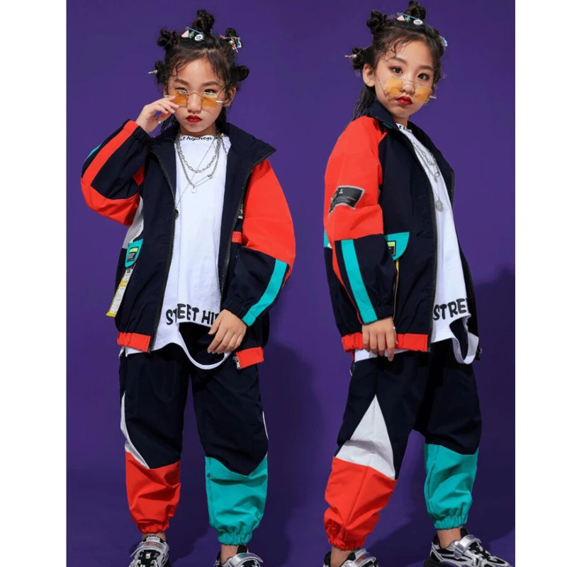 Ropa de Hip Hop para niños y niñas, jersey con bolsillo, pantalones casuales para correr, disfraz de baile de Jazz