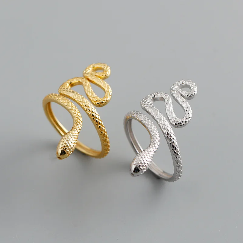 

Silvology 925 Sterling Silver Lifelike Snake Shape Rings for Women Japan Korea Statement Punk Rings 2021 Exaggeration Jewelry